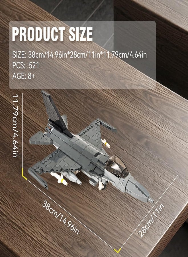 DAHONPA F-16 Fighting Falcon Military Army Airplane Building Bricks Set, 520 Pieces Air-Force Build Blocks Toy, Gift for Kid and Adult. - Image 3