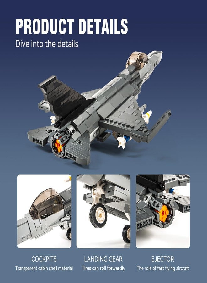 DAHONPA F-16 Fighting Falcon Military Army Airplane Building Bricks Set, 520 Pieces Air-Force Build Blocks Toy, Gift for Kid and Adult. - Image 4