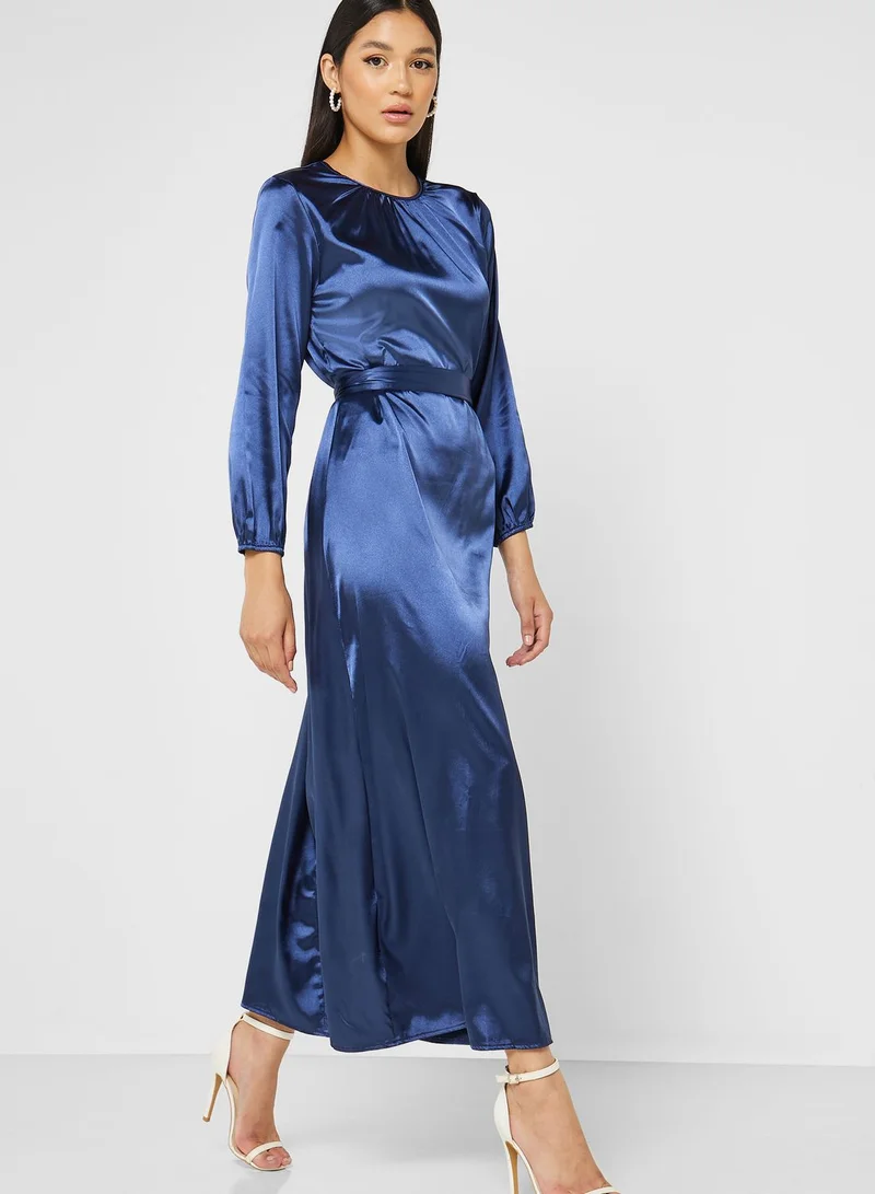 Khizana Puff Sleeve Pleat Dress