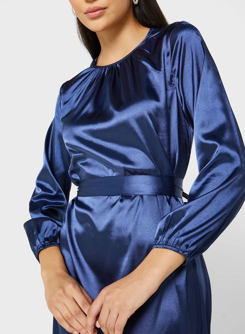 Khizana Puff Sleeve Pleat Dress