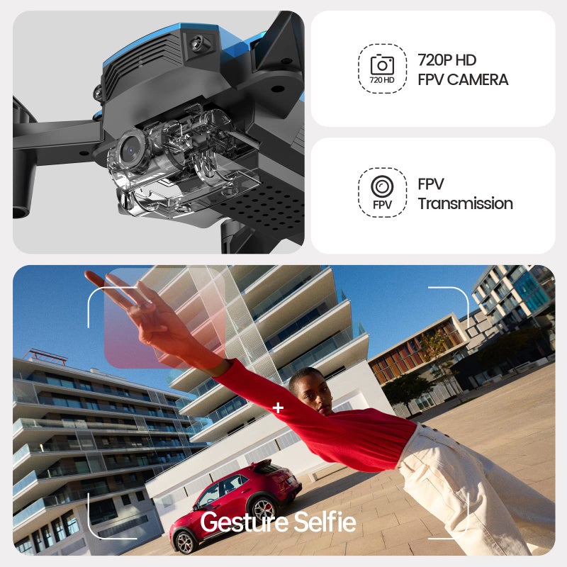 DEERC D20 Mini Drone for Kids with 720P HD FPV Camera Remote Control Toys Gifts for Boys Girls with Altitude Hold, Headless Mode, One Key Start Speed Adjustment, 3D Flips 2 Batteries, Blue - Image 3