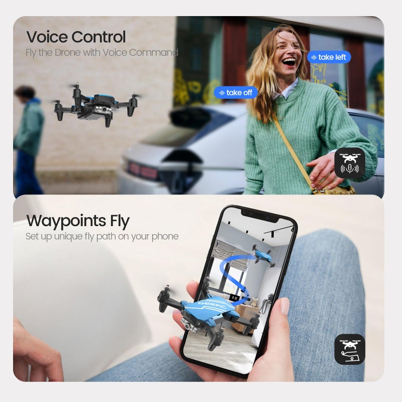 DEERC D20 Mini Drone for Kids with 720P HD FPV Camera Remote Control Toys Gifts for Boys Girls with Altitude Hold, Headless Mode, One Key Start Speed Adjustment, 3D Flips 2 Batteries, Blue - Image 4