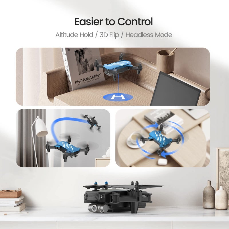 DEERC D20 Mini Drone for Kids with 720P HD FPV Camera Remote Control Toys Gifts for Boys Girls with Altitude Hold, Headless Mode, One Key Start Speed Adjustment, 3D Flips 2 Batteries, Blue - Image 5
