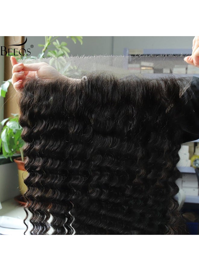 BEEOS Deep Wave 13x6 SKINLIKE Real HD Lace Frontal Only 010mm Ultra Thin Invisible Lace Preplucked Natural Hairline Melted into Skin Swiss Lace 14 Inch - Image 2