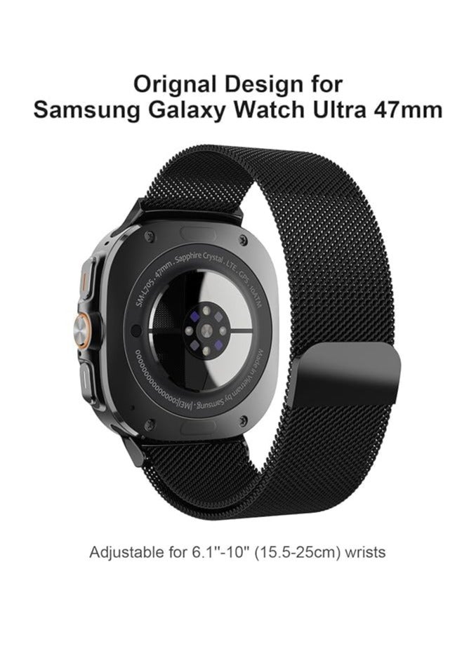 Watch Compatible with Galaxy Watch Ultra Bands 47mm(2024) for Wmen Men, Metal Mesh Milanese Loop Adjustable Strap Replacement for Samsung Galaxy Watch 7 Ultra 47 mm - Image 2