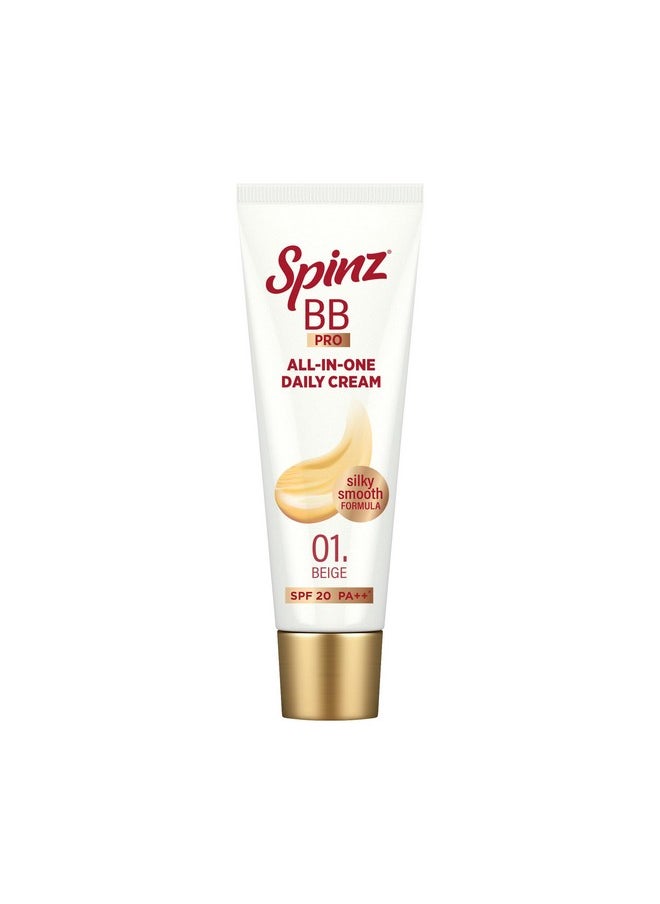 Spinz - Bb Pro Brightening & Beauty Face Cream With Spf 20 Pa++ (Beige 01) | Allinone Daily Cream With Silky Smooth Formula | Instant Brightness Covers Dark Spots (29G) - Image 1
