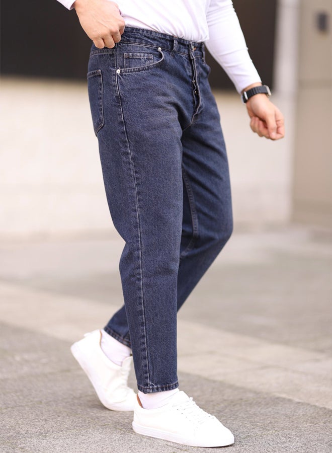 trendyol Navy Blue Men's Boyfriend Jeans Trousers TMNAW25JE00020 - Image 1