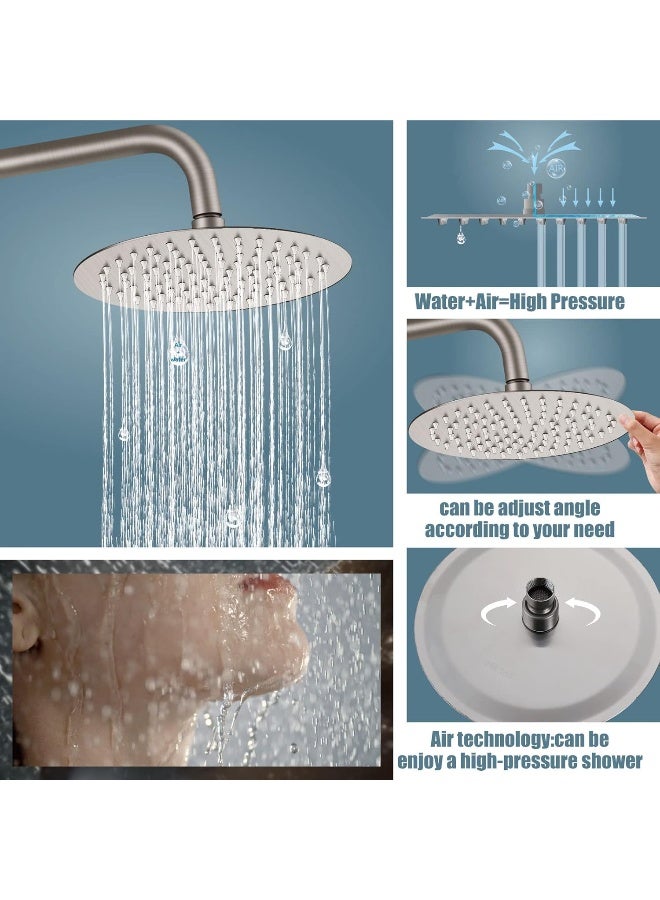 Aolemi Outdoor Shower Faucet SUS304 Triple Function Brushed Nickel Wall Mounted Stainless Steel Shower Fixture Kit with Hand Spray 8" Rain Shower Head - Image 3