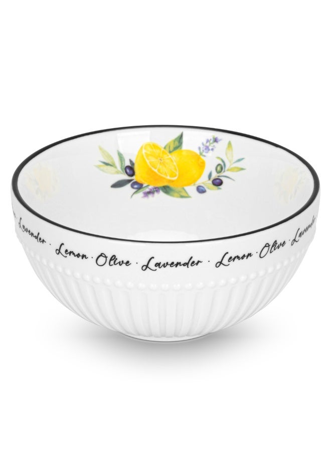 2-Piece 700mL Ceramic Bowl Lemon Provence Series, 16cm Soup Bowl Cereal Bowl Salad Bowl Pasta Bowl, Dishwasher Safe for Breakfast, Lunch, and Dinner