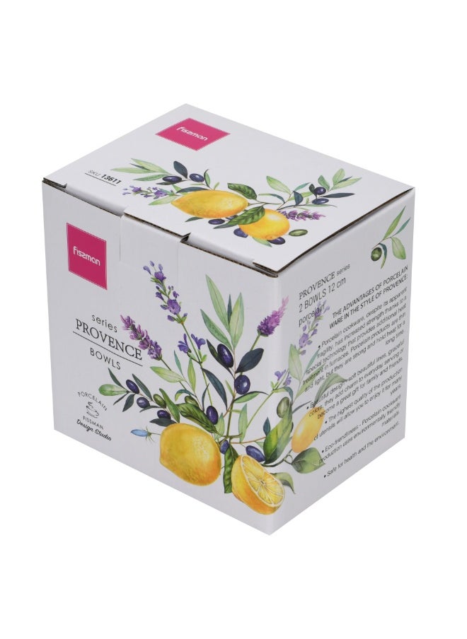 Fissman 2-Piece 700mL Ceramic Bowl Lemon Provence Series, 16cm Soup Bowl Cereal Bowl Salad Bowl Pasta Bowl, Dishwasher Safe for Breakfast, Lunch, and Dinner  - Image 3