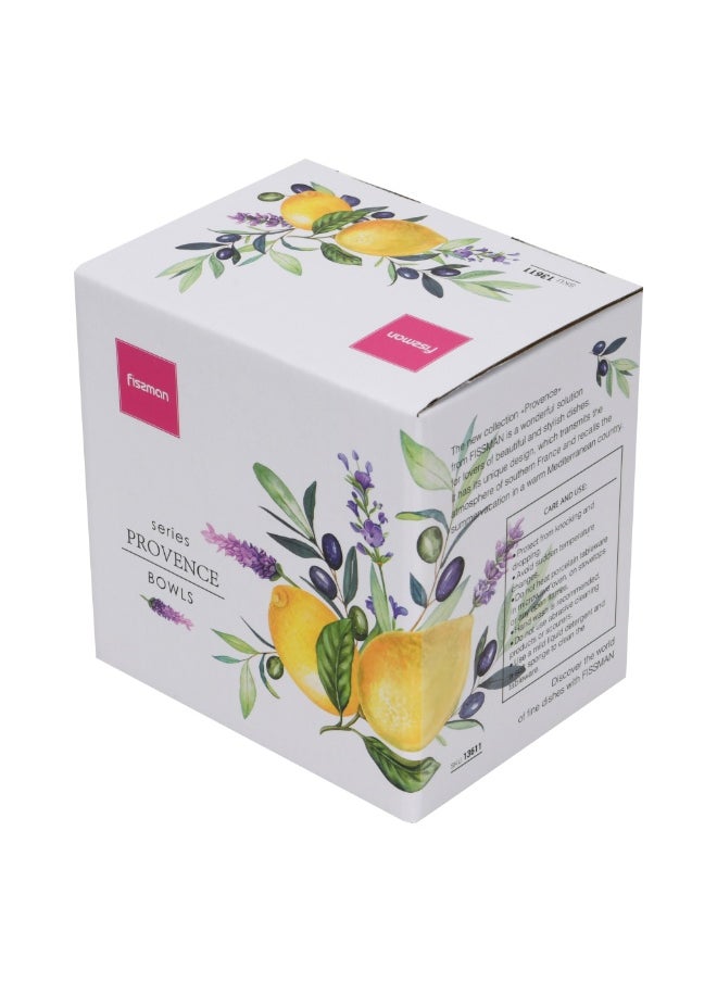 Fissman 2-Piece 700mL Ceramic Bowl Lemon Provence Series, 16cm Soup Bowl Cereal Bowl Salad Bowl Pasta Bowl, Dishwasher Safe for Breakfast, Lunch, and Dinner  - Image 2