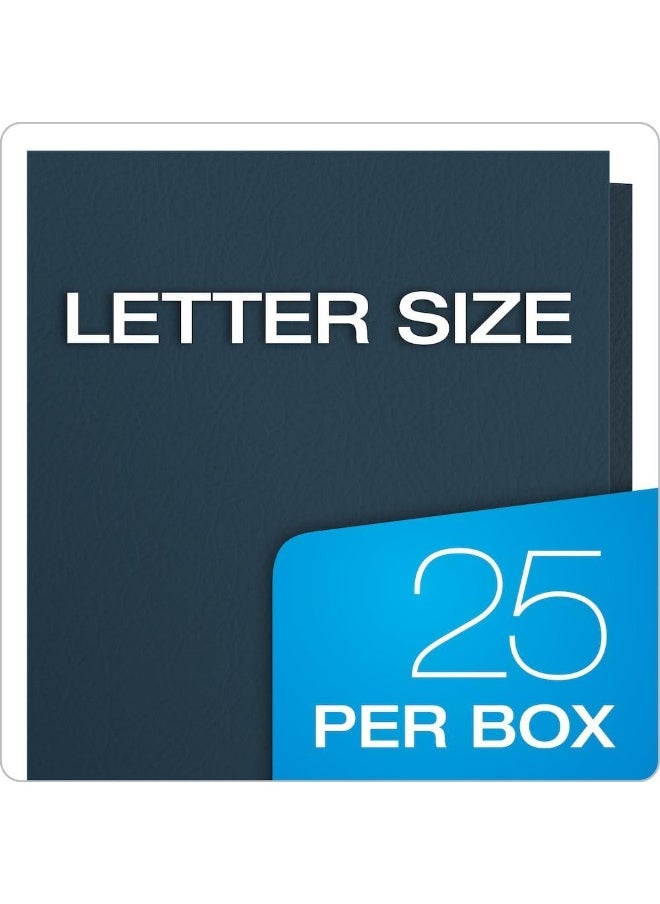 Oxford Oxford Twin-Pocket Folders, Textured Paper, Letter Size, Dark Blue, Holds 100 Sheets, Box of 25 (57538EE)  - Image 3