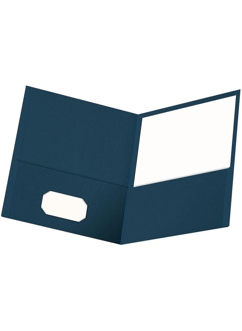 Oxford Oxford Twin-Pocket Folders, Textured Paper, Letter Size, Dark Blue, Holds 100 Sheets, Box of 25 (57538EE)  - Image 4