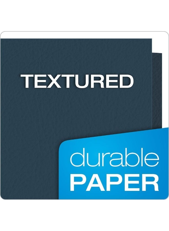 Oxford Oxford Twin-Pocket Folders, Textured Paper, Letter Size, Dark Blue, Holds 100 Sheets, Box of 25 (57538EE)  - Image 5