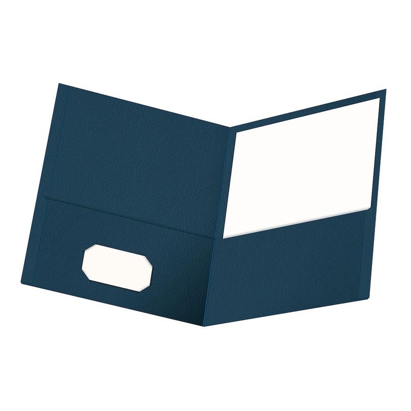 Oxford Twin-Pocket Folders, Textured Paper, Letter Size, Dark Blue, Holds 100 Sheets, Box of 25 (57538EE) - Image 1