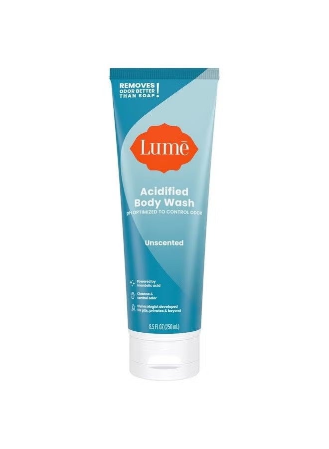 Lume Acidified Body Wash 24 Hour Odor Control Removes Odor Better Than Soap Moisturizing Formula Sls Free Paraben Free Safe For Sensitive Skin 8.5 Ounce (Unscented) - Image 1