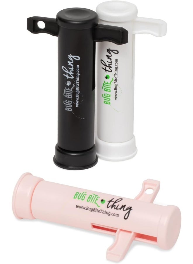 BUG BITE THING Suction Tool - Bug Bites and Bee/Wasp Stings, Natural Insect Bite Relief - White, Black, Pink 3-Pack - Image 1