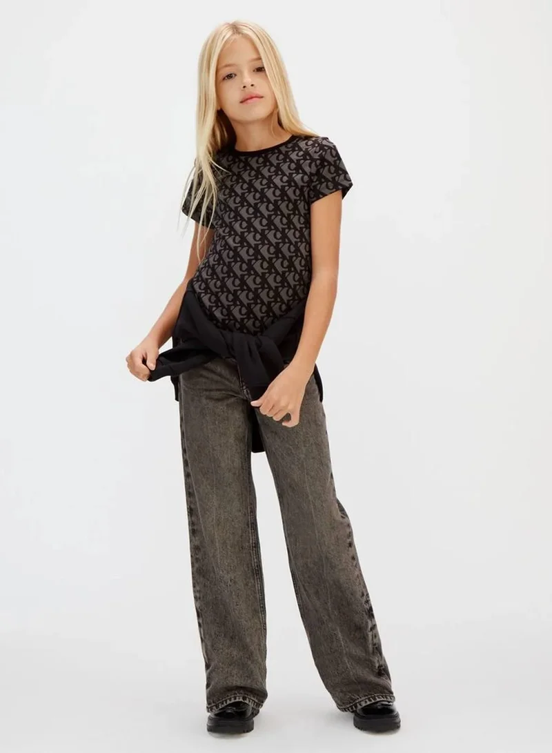 Calvin Klein Jeans Whitecap Gray / Ck Black 2-Pack Stripe Slim T-Shirts for Women | Best Price UAE