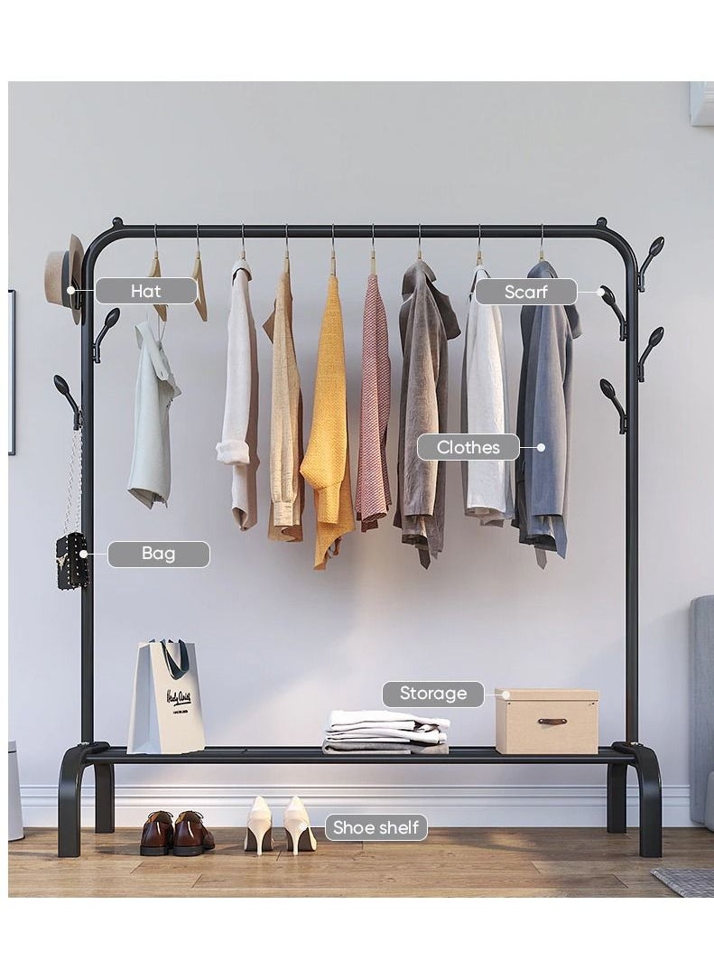 Generic - Clothes Rack Metal Garment Racks Heavy Duty Indoor Bedroom Cool Clothing Hanger with Top Rod and Lower Storage Shelf high Storage Rack - Image 1