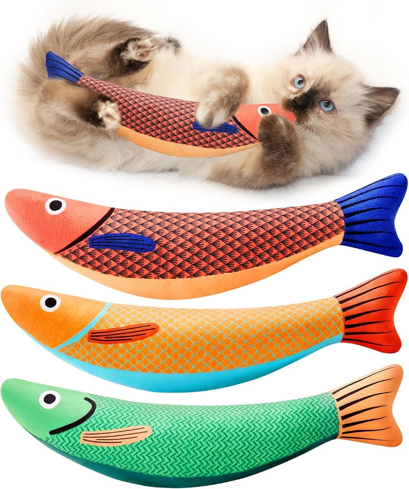Potaroma Cat Toys Saury Fish, 3 Pack - Interactive Kitten Toy with Crinkle Sound and Soft Cotton  Blend - Image 1