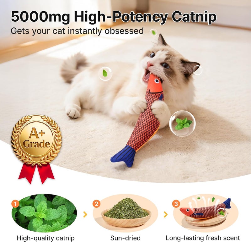 Potaroma Cat Toys Saury Fish, 3 Pack - Interactive Kitten Toy with Crinkle Sound and Soft Cotton  Blend - Image 2