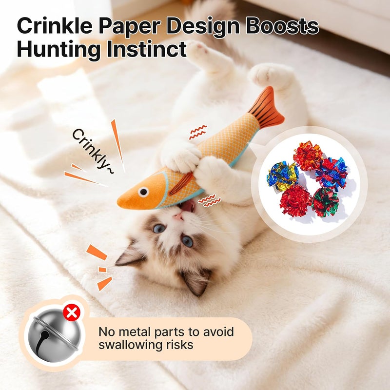 Potaroma Cat Toys Saury Fish, 3 Pack - Interactive Kitten Toy with Crinkle Sound and Soft Cotton  Blend - Image 3