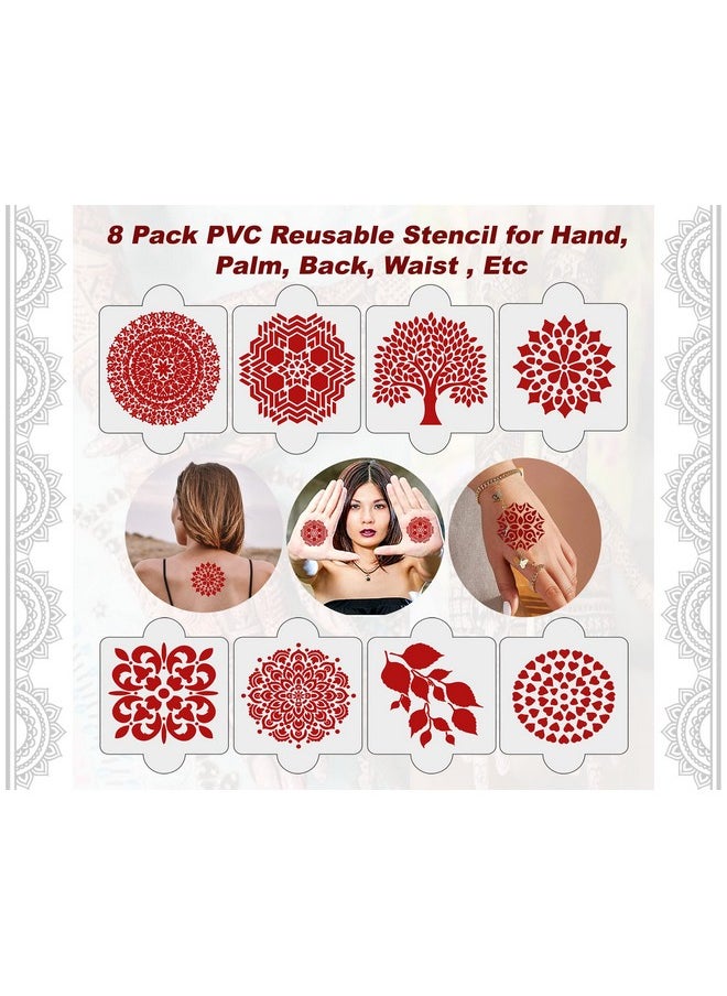 ivana's - Ivana's Set of 20 Pcs Combo Pack, Reusable Mehandi Design Sticker Stencils for Both Hand | Mehndi Stencil Sticker | Quick and Easy to Use, for Girls, Women, Kids & Teen, D-2257 - Image 1