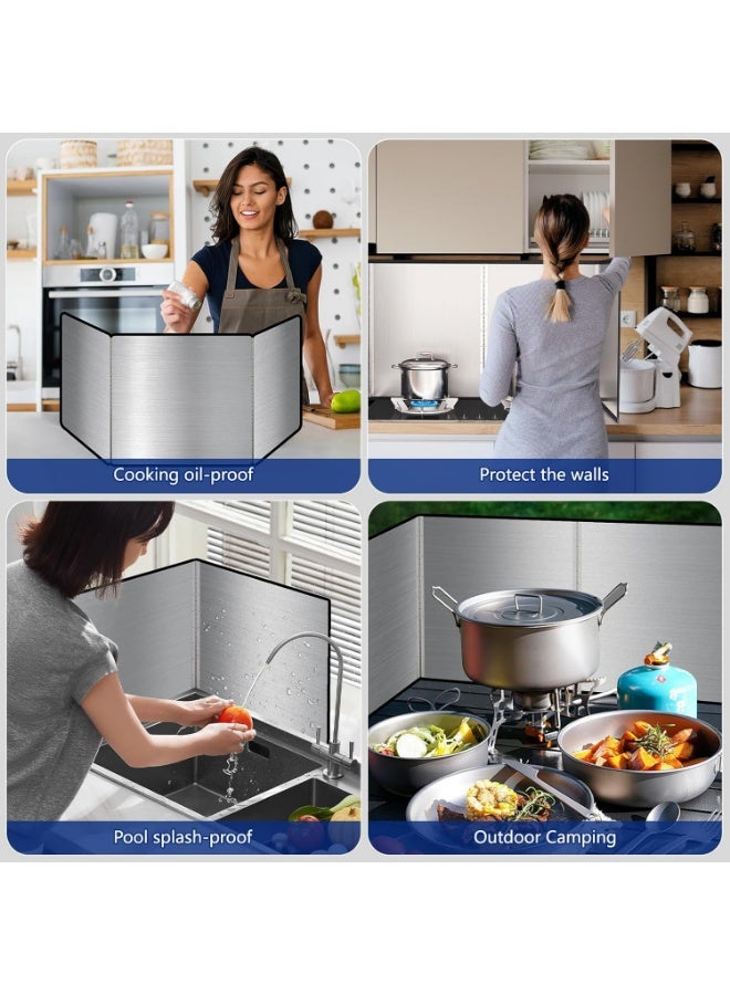 YelaJoy Stainless Steel Kitchen Splash Guard, Foldable Stainless Steel Oil Splatter Screens, Oil Splash Insulation, Oil Splatter Guard Stove Heat Insulation Board (76.5×30.5cm) - Image 2