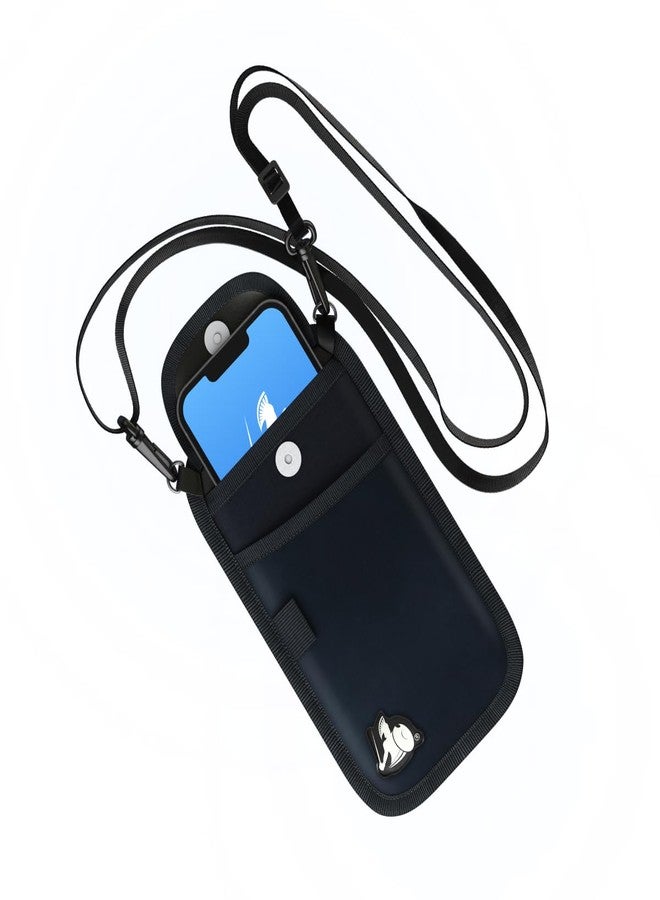 DefenderShield EMF Radiation Blocker Phone Pouch (Black) - Lightweight Radiation Blocker for Cell Phone with Crossbody Strap - EMF Shield with Extra Pocket (7.5 x 4 in) - Image 1