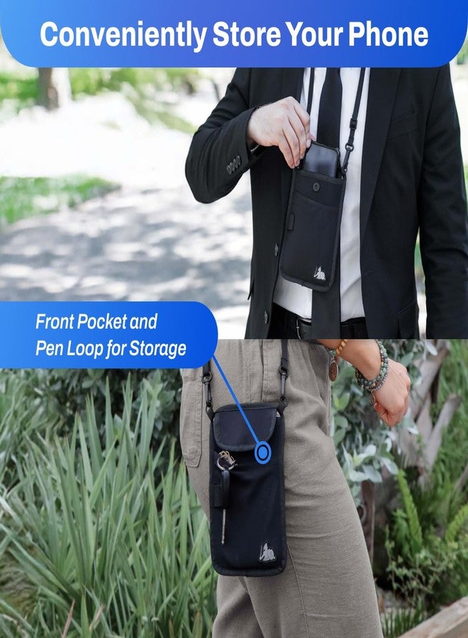 DefenderShield EMF Radiation Blocker Phone Pouch (Black) - Lightweight Radiation Blocker for Cell Phone with Crossbody Strap - EMF Shield with Extra Pocket (7.5 x 4 in) - Image 3