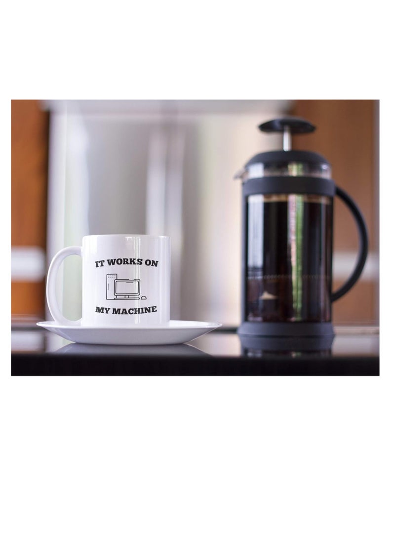 راين هدايا مبرمج علوم الكمبيوتر. كوب قهوة مضحك Coding Geek سعة 11 أونصة. يعمل على الجهاز الخاص بي. فكرة هدية للمطور أو مدرس البرمجة/الطالب. كأس الفكاهة في العمل الفني. - Image 2