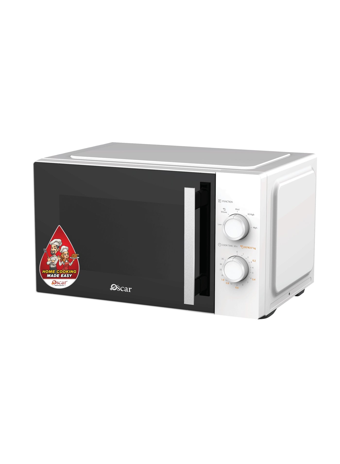 Oscar 25L Capacity Microwave Oven - 800W | 5 Power Levels | Mechanical Control with 35‑Minute Timer | Defrost by Weight & Time | OMW25M - 2 Year Warranty