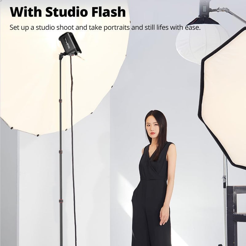 AMBITFUL Light Stand 220 cm - Aluminium Lamp Tripod Portable Tripod Lighting Tripod Load 2.5 kg Photo Light Stand for Outdoor Photography Ring Light Flash Light ，Weight 600g with Carry Bag (GM220) - Image 4