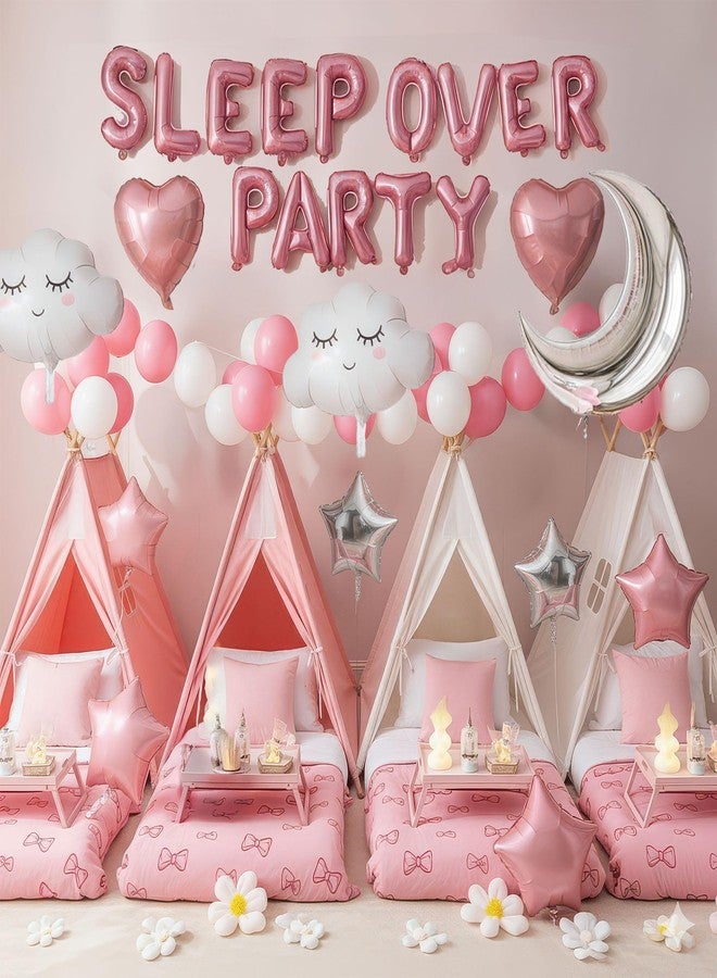 kozee Slumber Party decorations pink white balloons overnight birthday party SLEEPOVER PARTY letter balloons cute moon star cloud heart-shape girls pajamas sleep overnight party decorations - Image 5