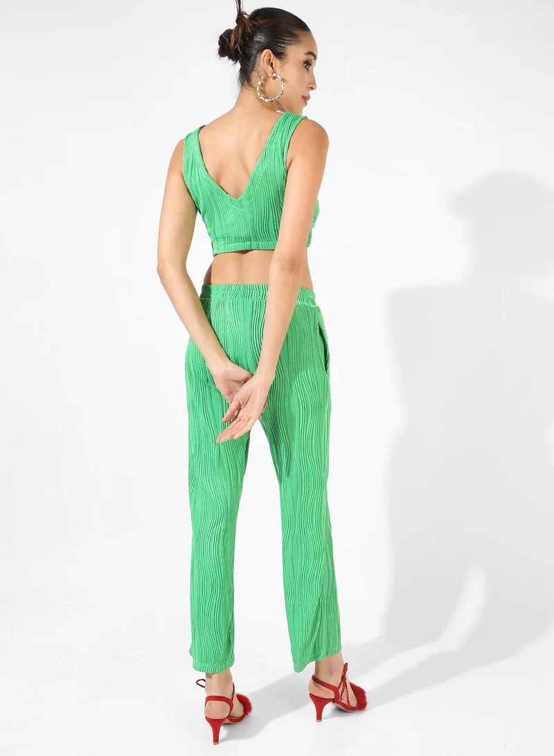 Pinacolada  Women's Green Textured Co-Ord Set for Women | Best Price UAE