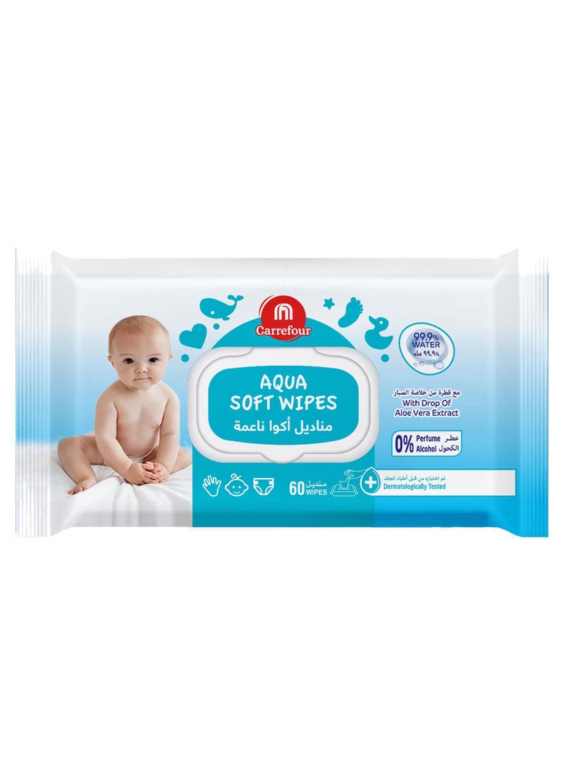 Aqua Soft Wipes With Lid 60 Wipes