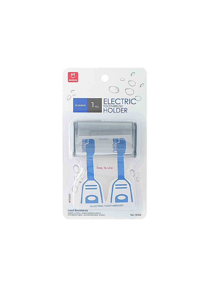Generic Wall-mounted Electric Toothbrush Holder No-drilling Required Bathroom Storage Base Toothbrush Toothpicks Grey-seamless sticker 
