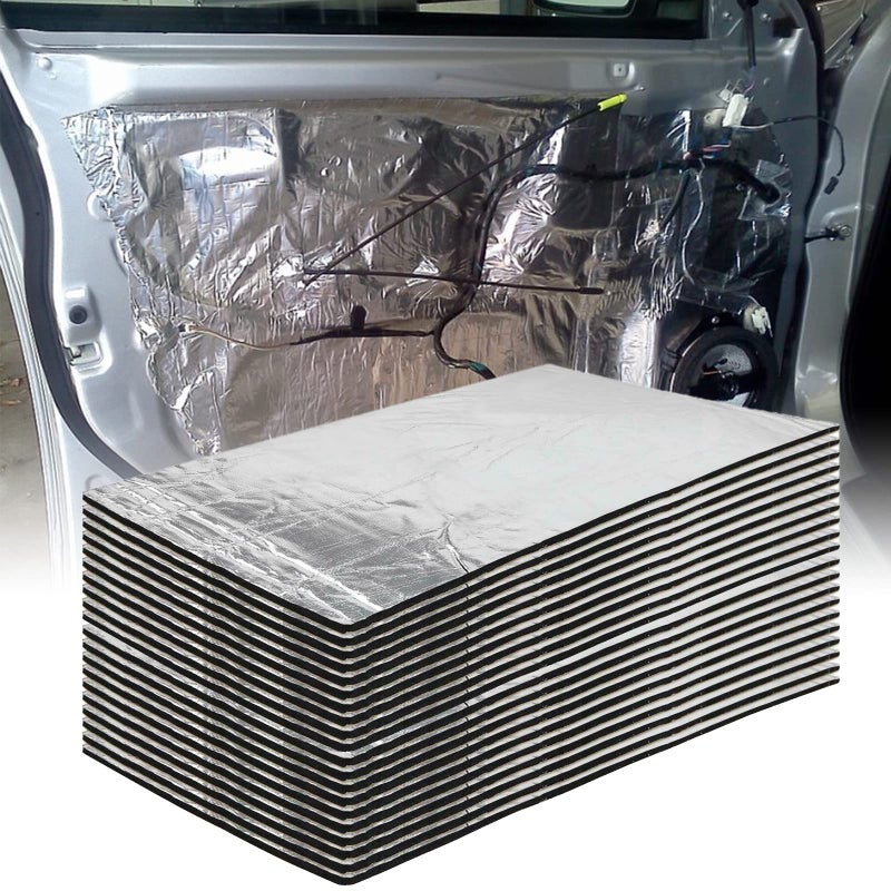 Generic Kunsto 20Pcs 276mil 15.7"x9.8" Car Heat Shield Mat 21.53 sqft Sound Deadening Mat Noise & Heat Insulation Moistureproof Waterproof for Car Hood Ceiling Door, Sound Deadener for Cars  - Image 1