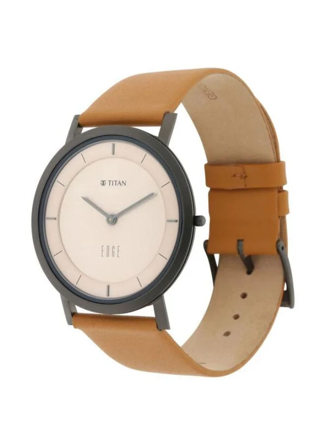 تيتان Men Analog Display Watch With Tan Leather Strap - 1595QL01