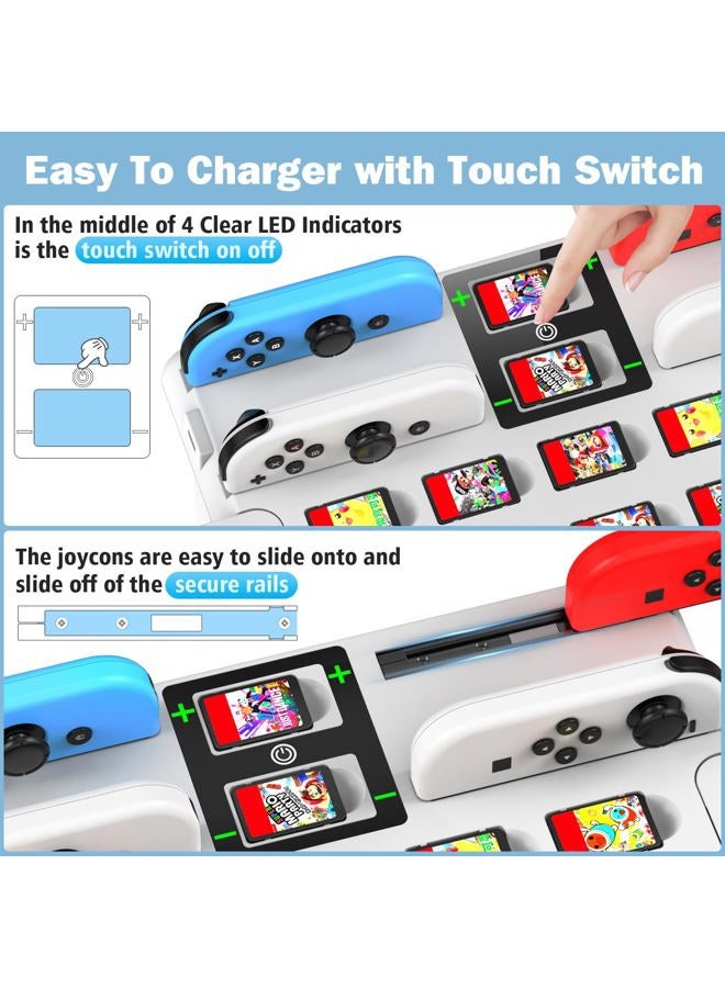 Kytok Switch Games Storage with Switch Controller Charging Station, Switch Charging Station for Switch/OLED Joycons, Switch Storage for Switch Games, TV Dock, Pro Controller, Switch Accessories. White - Image 2