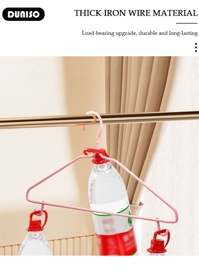DUNISO 20packs Household Clothes Hanger  Ironwork Clothes Hanger  Clothes Holder  Multi-functional Non-Slip Clothes hanger  Thick Anti-Slip Clothes Rack  Hook  Clothes Stand  Clothes Support Pink Hanger - Image 4