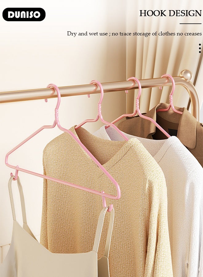 DUNISO 20packs Household Clothes Hanger  Ironwork Clothes Hanger  Clothes Holder  Multi-functional Non-Slip Clothes hanger  Thick Anti-Slip Clothes Rack  Hook  Clothes Stand  Clothes Support Pink Hanger - Image 3