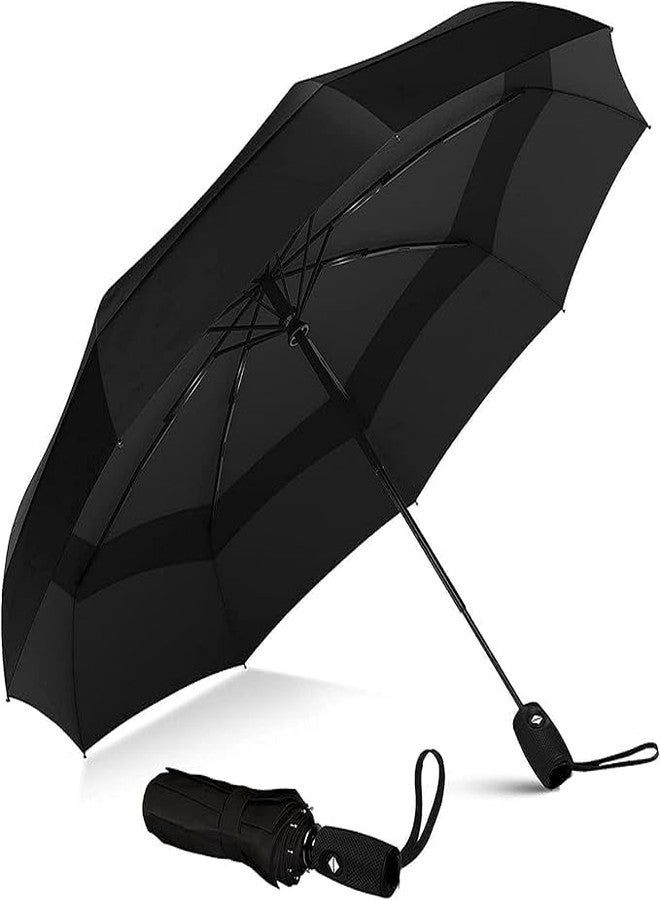 RIPIENO Umbrella, UV Big Size Umbrella for Sun Protection Rain Windproof Strong large 3 fold for men women kids boys girls Perfect small & stylish Windproof & Compact - (Black) - Image 1