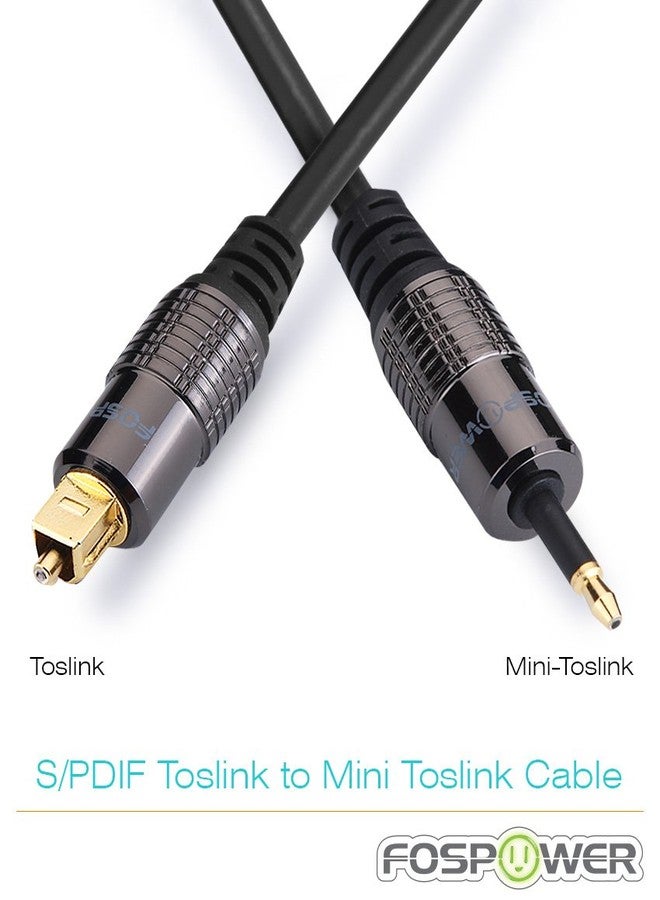 FosPower 3M Gold Plated Toslink to Mini Toslink Digital Optical S/PDIF Audio Cable with Metal Connectors & Strain-Relief PVC Jacket - Image 2