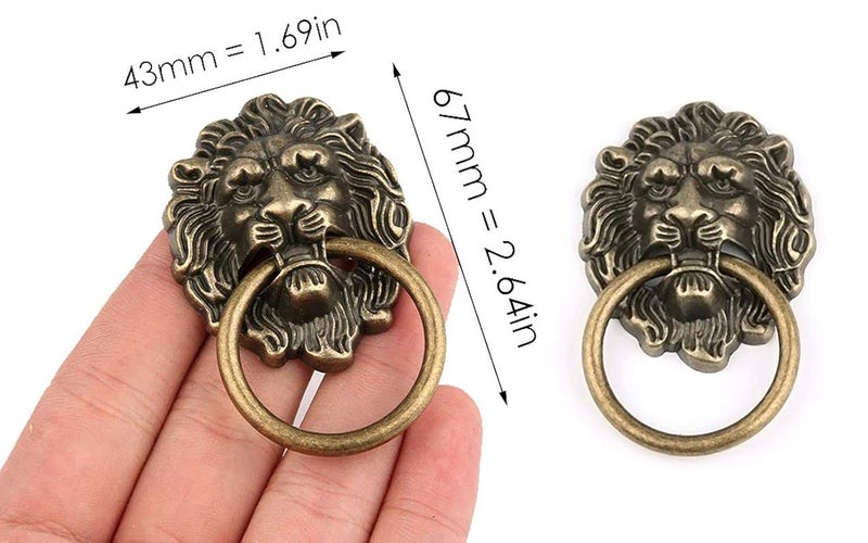 DIY Crafts CTDIYHI56474 67 43mm Furniture Handles Beast for Lion Head Antique Alloy Handle Wardrobe Drawer Door Pull - Image 5