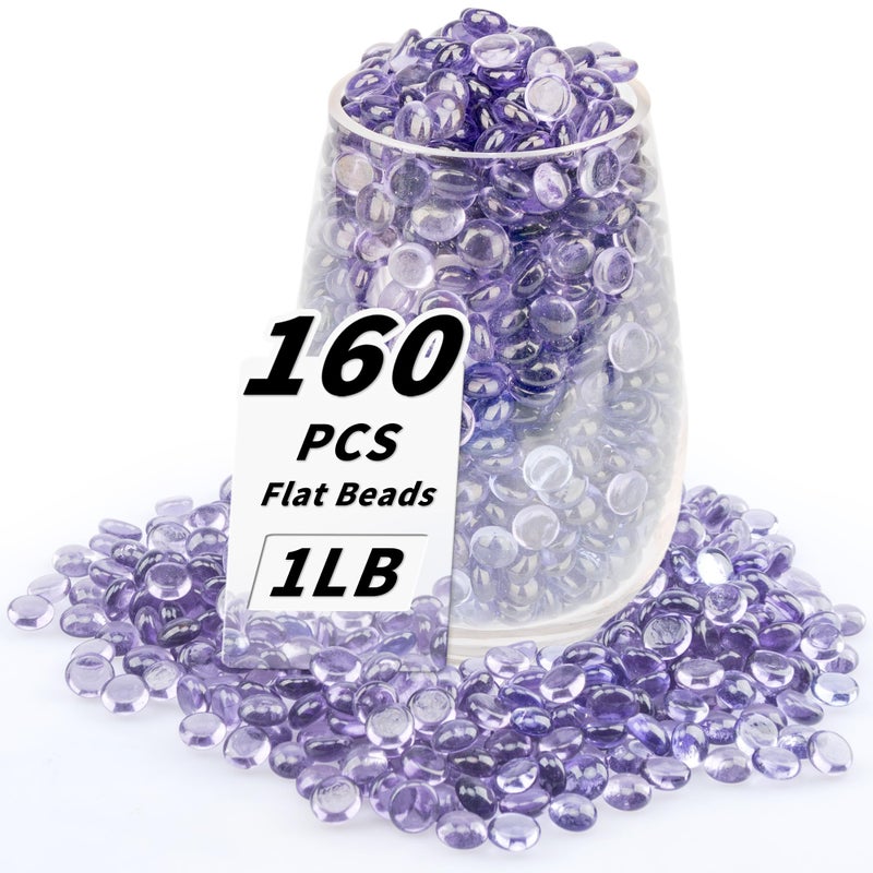 1 LB Purple Flat Glass Beads 160180PCS Small Glass Marbles Mini Flat Round Pebbles for Vase Filler and Floral Fish Tank Rocks Decorative Gemstones for Home and Aquarium Dcor