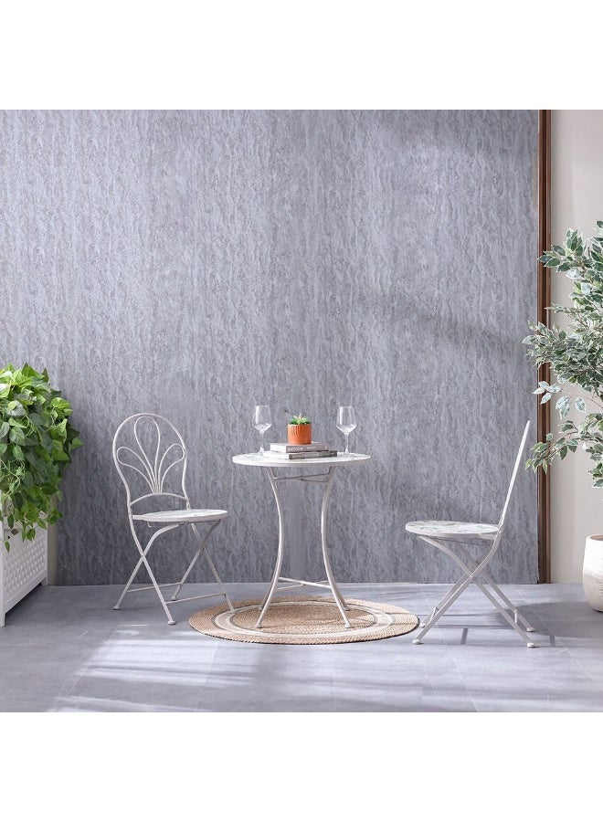 DANUBE HOME New Floral 1 + 2-Seater Marble Balcony Set - Outdoor Dining Set with Round Table & 2 Chairs, Iron Metal/Mosaic Tile, 1-Year Warranty, Ideal for Outdoor Living - Image 1