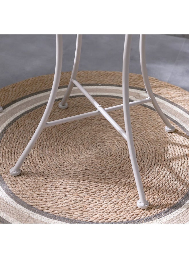 DANUBE HOME New Floral 1 + 2-Seater Marble Balcony Set - Outdoor Dining Set with Round Table & 2 Chairs, Iron Metal/Mosaic Tile, 1-Year Warranty, Ideal for Outdoor Living - Image 4