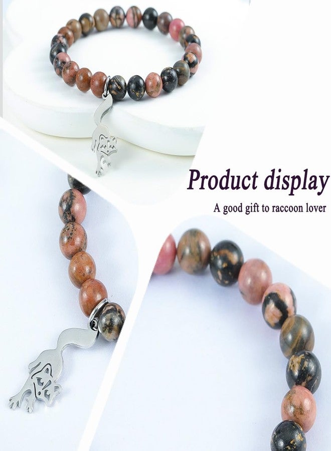 LIUANAN Raccoon Charm Bracelet for Women Picasso Jasper Spirit Animal Jewelry Adaptability Protection Creativity Gift for Her Mom Grandma Daughter Niece Birthday (Raccoon) - Image 4