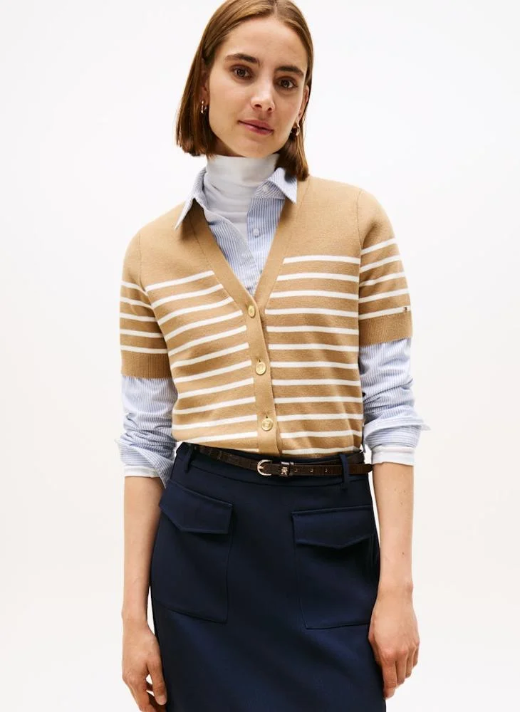 TOMMY HILFIGER Striped Button Detail Cardigan